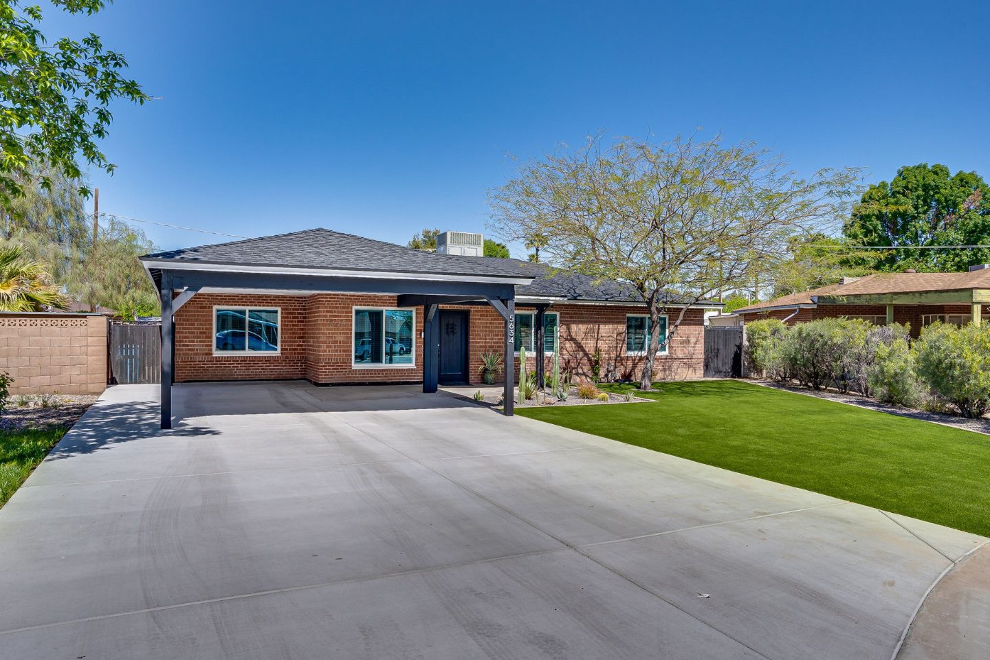 after carport addition view from the street